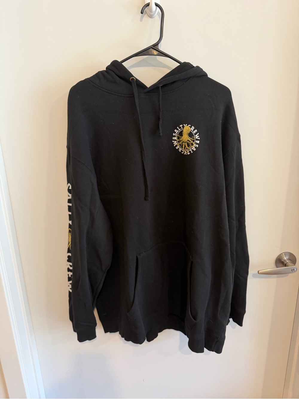 Salty Crew Black Crewneck Hoodie with Yellow Logo